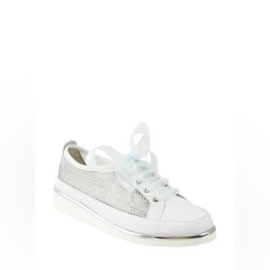 NOVALEE GLITTER MESH PLATFORM SNEAKERS IN SILVER